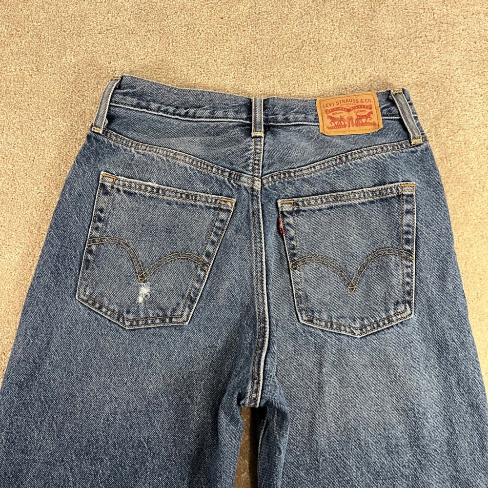 Levis Ribcage Straight Ankle Jeans Womens 28 Distressed Streetwear Button Fly - Picture 12 of 14